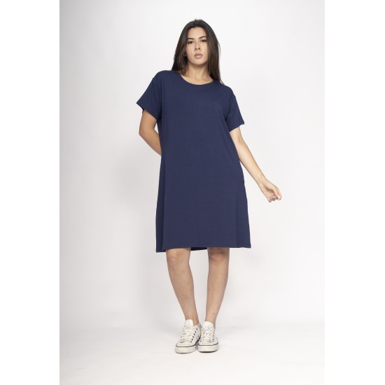 Vestido Amanayara Curto Malha Azul Marinho