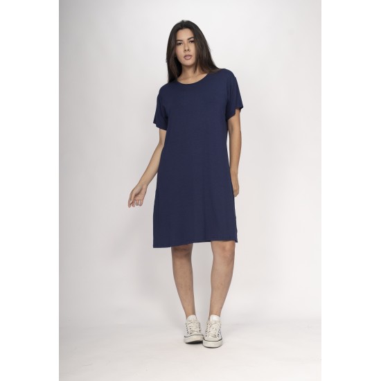 Vestido Amanayara Curto Malha Azul Marinho