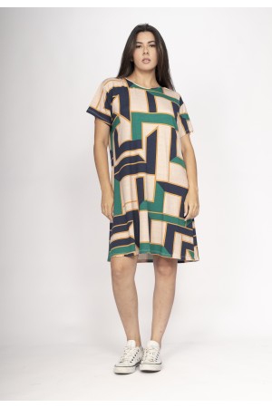 Vestido Amanayara Curto Malha Estampa Chapada de Areia