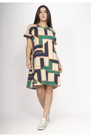 Vestido Amanayara Curto Malha Estampa Chapada de Areia