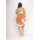 Vestido Curto Plano com Manga e Camadas Estampa Jardim do Sol