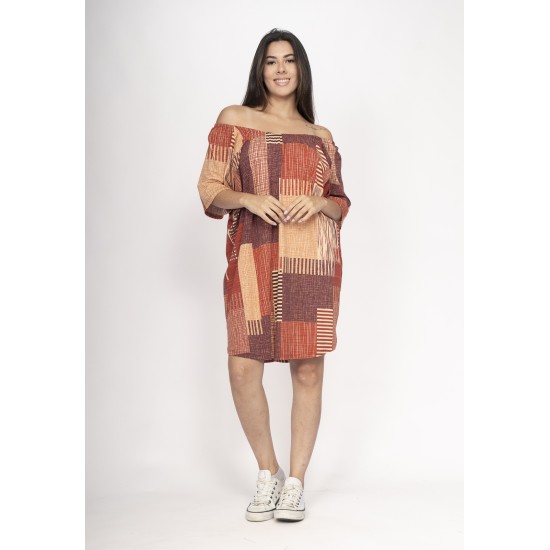 Vestido Curto Malha Ombro a Ombro Mullet Amplo Tramas do Sol