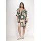Vestido Curto Malha Ombro a Ombro Mullet Amplo Estampa Chapada de Areia