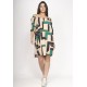 Vestido Curto Malha Ombro a Ombro Mullet Amplo Estampa Chapada de Areia
