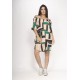 Vestido Curto Malha Ombro a Ombro Mullet Amplo Estampa Chapada de Areia