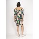 Vestido Curto Malha Ombro a Ombro Mullet Amplo Estampa Chapada de Areia