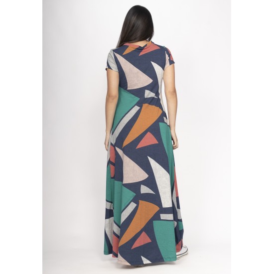 Vestido Coema Longo Malha Detalhe no Busto Geometrias do Tempo