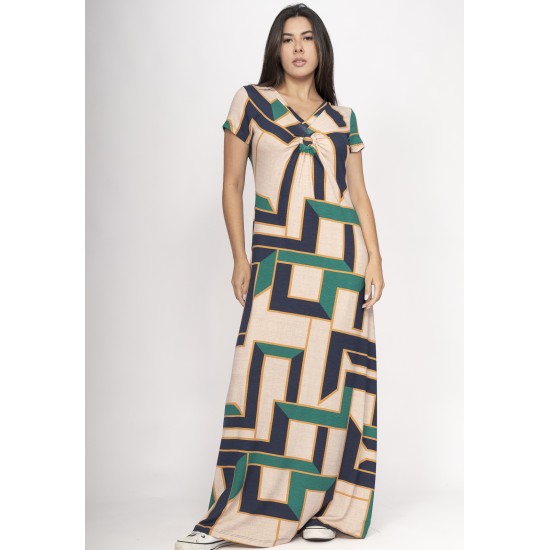 Vestido Coema Longo Malha Detalhe no Busto Chapada de Areia