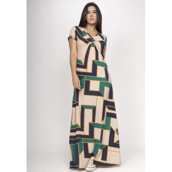 Vestido Coema Longo Malha Detalhe no Busto Chapada de Areia
