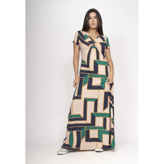 Vestido Coema Longo Malha Detalhe no Busto Chapada de Areia