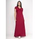 Vestido Coema Longo Malha Detalhe no Busto Bordô