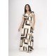 Vestido Coema Longo Malha Detalhe no Busto Estampa Igaci