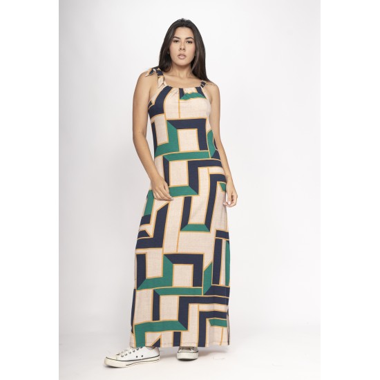 Vestido Capotira Longo Malha Alça Ajustável Chapada de Areia
