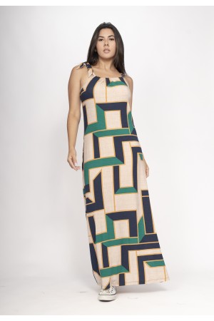Vestido Capotira Longo Malha Alça Ajustável Chapada de Areia
