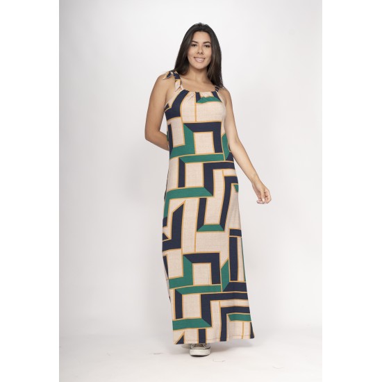 Vestido Capotira Longo Malha Alça Ajustável Chapada de Areia