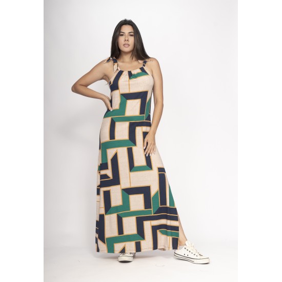 Vestido Capotira Longo Malha Alça Ajustável Chapada de Areia