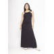 Vestido Capotira Longo Malha Alça Ajustável Preto