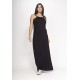 Vestido Capotira Longo Malha Alça Ajustável Preto