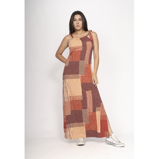 Vestido Capotira Longo Malha Alça Ajustável Tramas do Sol