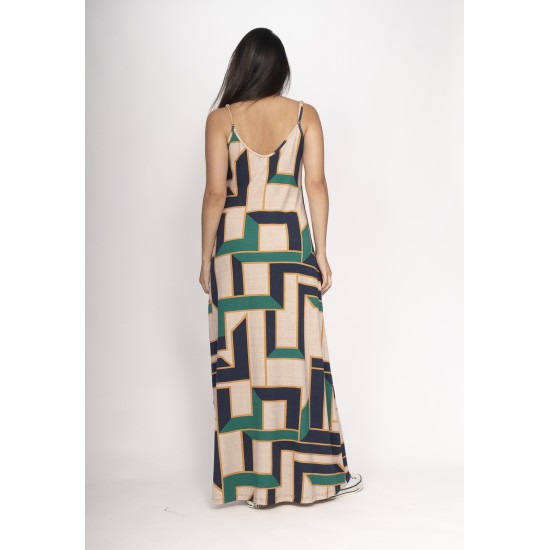 Vestido Guaíra Longo Malha Alça Fina Chapada de Areia