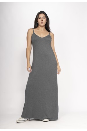 Vestido Guaíra Longo Malha Alça Fina Mescla