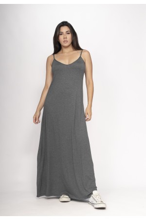 Vestido Guaíra Longo Malha Alça Fina Mescla