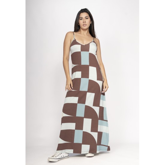 Vestido Guaíra Longo Malha Alça Fina Santa Rosa do Tocantins