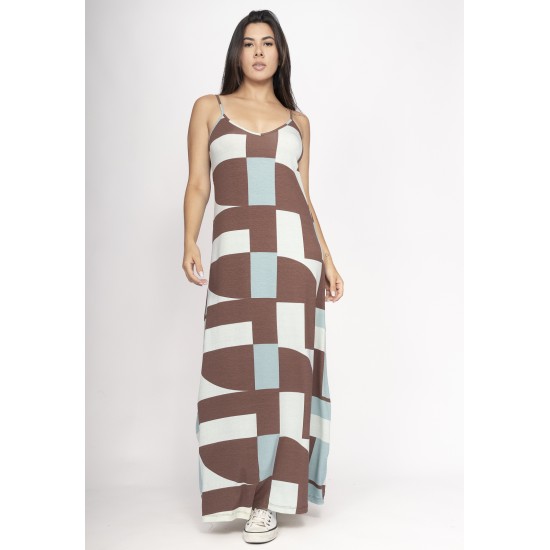 Vestido Guaíra Longo Malha Alça Fina Santa Rosa do Tocantins