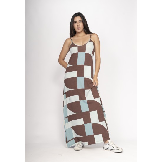 Vestido Guaíra Longo Malha Alça Fina Santa Rosa do Tocantins