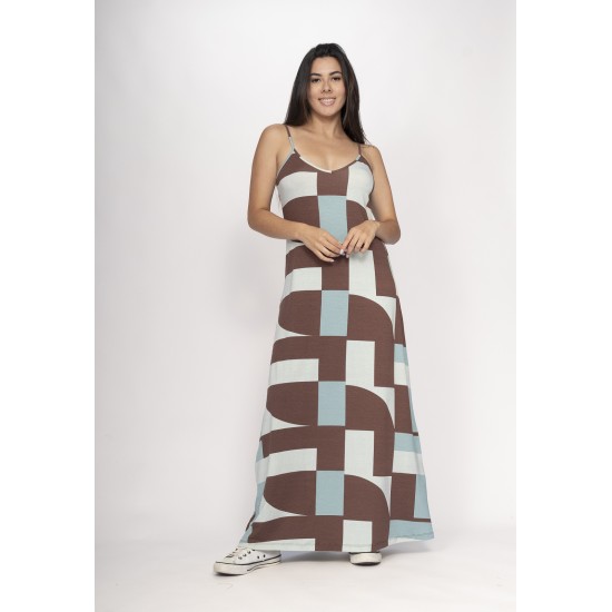 Vestido Guaíra Longo Malha Alça Fina Santa Rosa do Tocantins