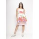 Vestido Curto Alça Fina Estampa Raízes em Festa