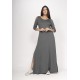 Vestido Boyrá Longo Malha Detalhe na Manga Mescla