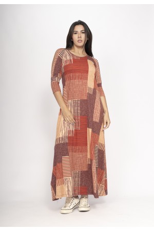 Vestido Boyrá Longo Malha Detalhe na Manga Tramas do Sol