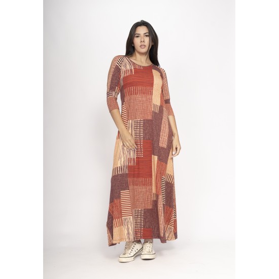 Vestido Boyrá Longo Malha Detalhe na Manga Tramas do Sol