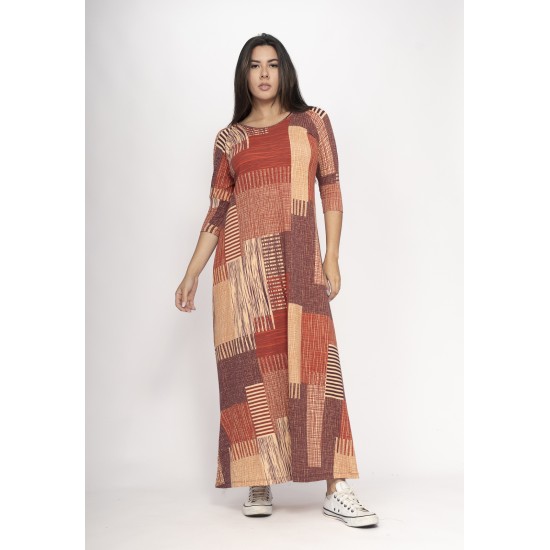 Vestido Boyrá Longo Malha Detalhe na Manga Tramas do Sol