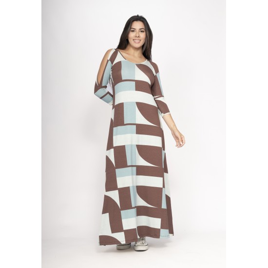 Vestido Boyrá Longo Malha Detalhe na Manga Santa Rosa do Tocantins
