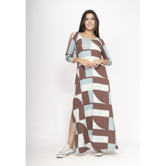 Vestido Boyrá Longo Malha Detalhe na Manga Santa Rosa do Tocantins