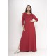 Vestido Boyrá Longo Malha Detalhe na Manga Bordô
