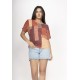 Blusa Básica Morcego Malha Gola Canoa Manga Curta Tramas do Sol