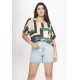 Blusa Básica Morcego Malha Gola Canoa Manga Curta Chapada de Areia