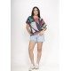 Blusa Básica Morcego Malha Gola Canoa Manga Curta Geometrias do Tempo
