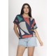 Blusa Básica Morcego Malha Gola Canoa Manga Curta Geometrias do Tempo