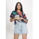 Blusa Básica Morcego Malha Gola Canoa Manga Curta Geometrias do Tempo