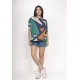 Blusa Ampla Malha Morcego Manga Curta Santa Geometrias do Tempo