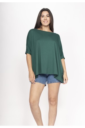 Blusa Ampla Malha Morcego Manga Curta Verde