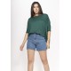 Blusa Ampla Malha Morcego Manga Curta Verde