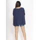 Blusa Ampla Malha Morcego Manga Curta Azul Marinho