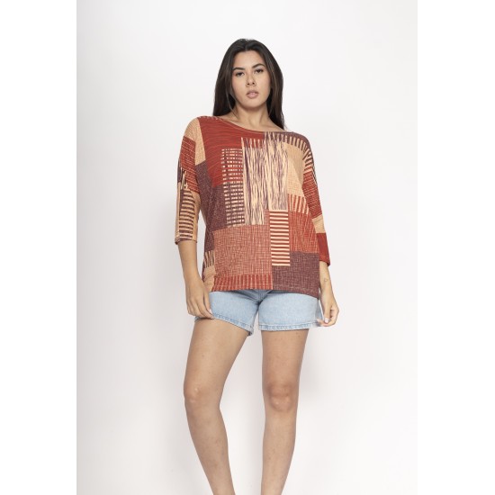 Blusa Morcego Ampla Manga 3/4 Tramas do Sol
