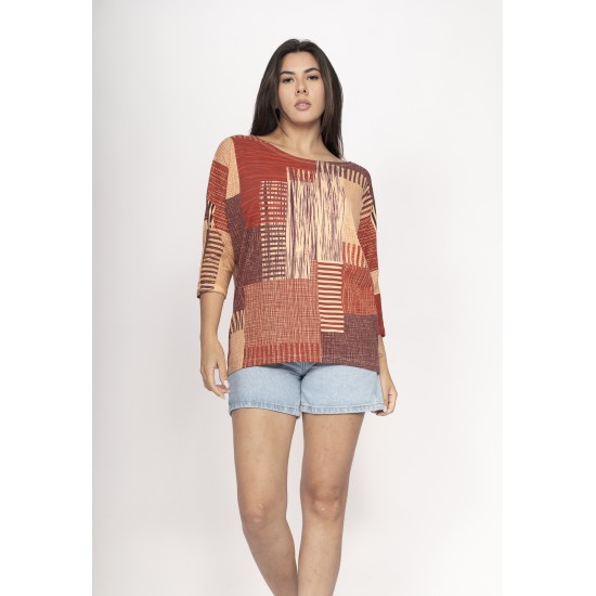 Blusa Morcego Ampla Manga 3/4 Tramas do Sol