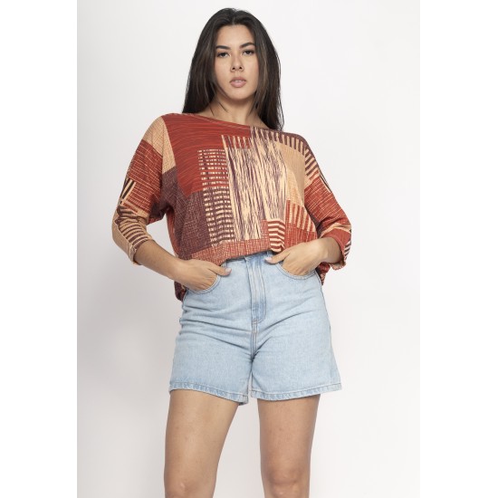 Blusa Morcego Ampla Manga 3/4 Tramas do Sol